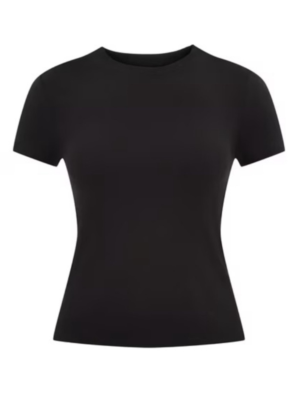 No Boundaries Women's Ribbed Crewneck Tee with Short Sleeves